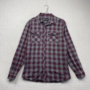 West 49 Premium Plaid Flannel Shirt Long Sleeve Button Up Men Sz L Western Camp